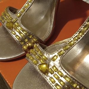 Unlisted Brand- Gold & Crystal "T" Band High Heels-8(US)